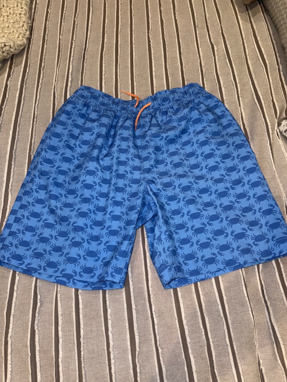 Boys SZ 16 JCREW CREWCUTS Blue Crab-Print Swim Trunks